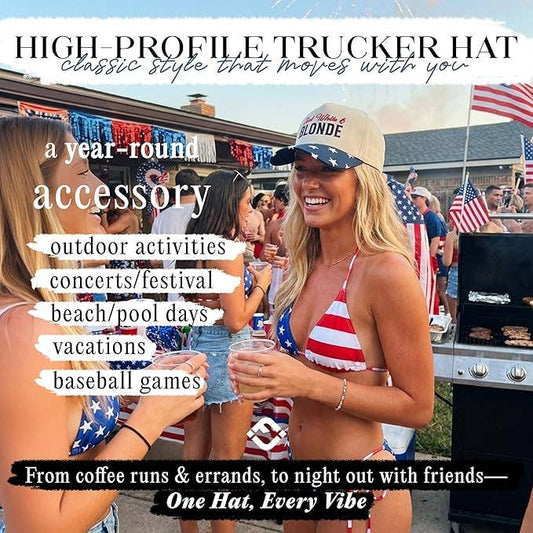 Red White & Blonde - Star Print - Navy/Beige