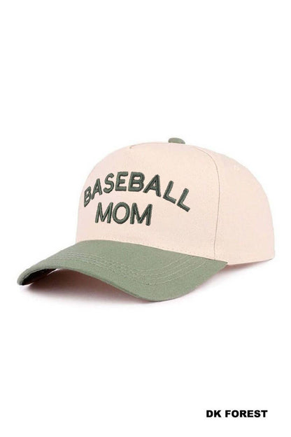 Baseball Mom Two Tone Cotton Hat - Zenana