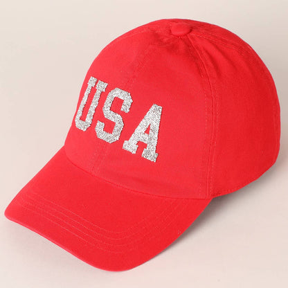 USA Letter Rhinestone Patch Baseball Cap
