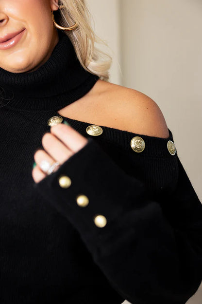 Black Open Shoulder Top