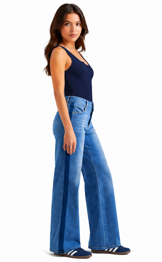 Better Butter Wide Leg Jean w/ Shadow Masking Stripe