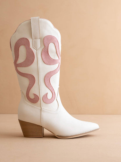 The Bowie | Pink Western Boot with Pink Inlay