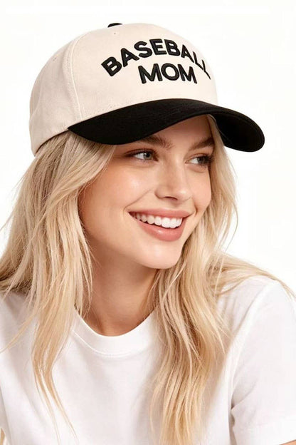 Baseball Mom Two Tone Cotton Hat - Zenana