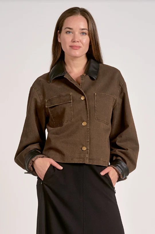 Jacket w/Leather Trim