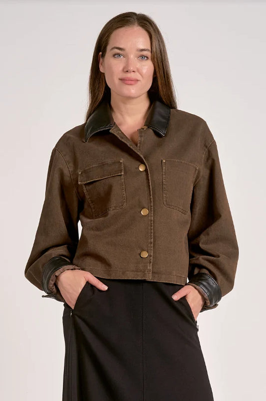 Jacket w/Leather Trim