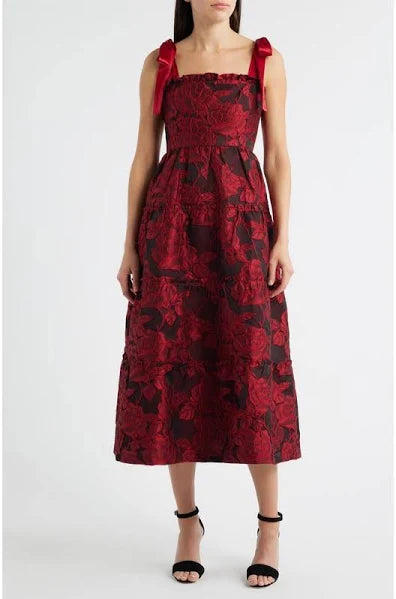 Floral Jacquard Sleeveless Dress
