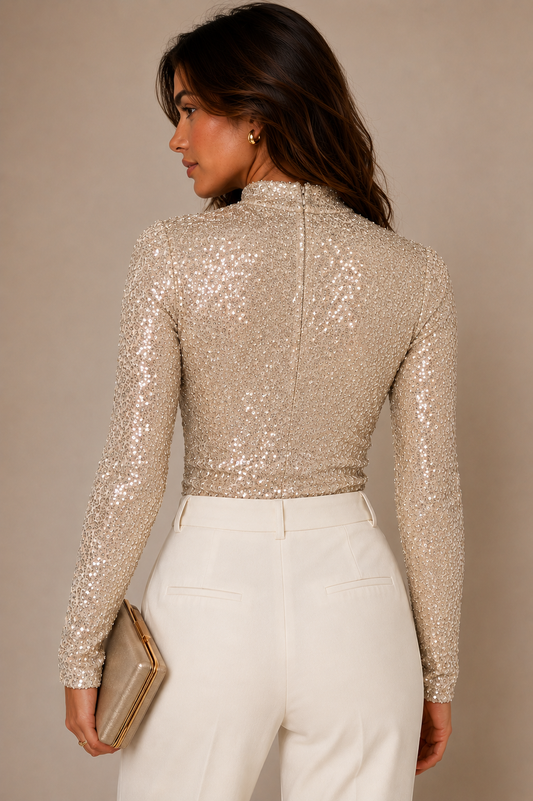 Sublime Funnel Neck Top Champagne