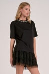 Rhinestone Collar Black Tee