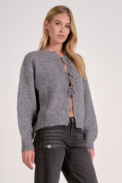 Front Tie Sweater Cardigan