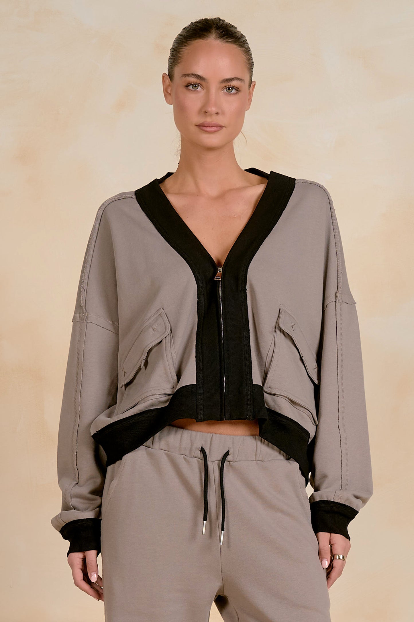 Taupe Zip-Up Jacket