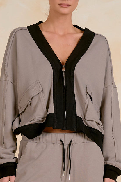 Taupe Zip-Up Jacket