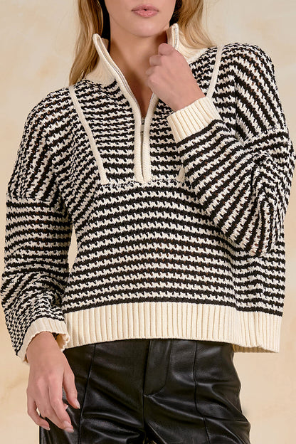 Striped 1/4 Zip Sweater