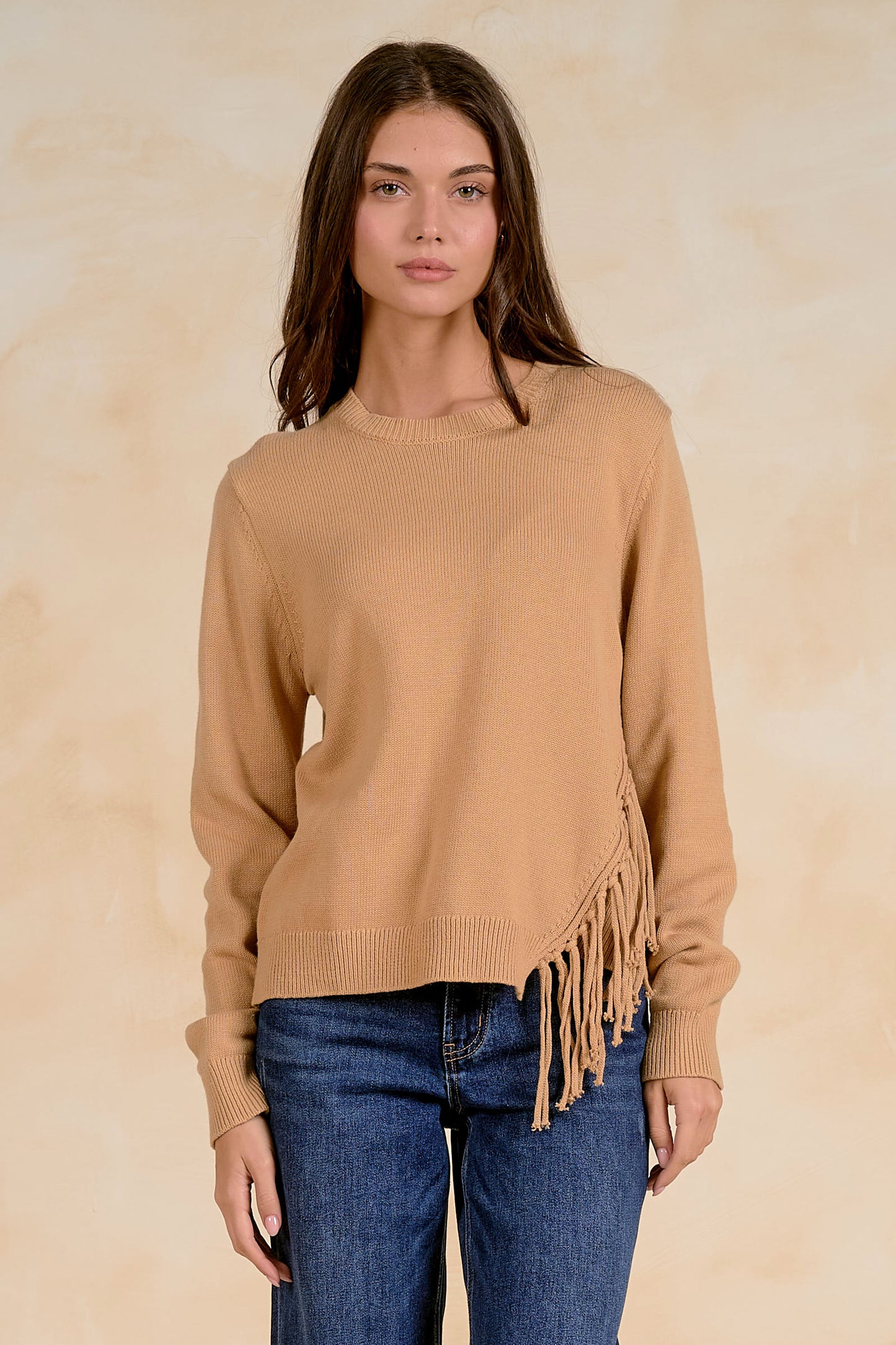 Tan Fringe Sweater